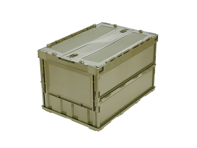 กล่องพลาสติก Trusco พับได้แบบบาง มีฝา 50L Olive Drab