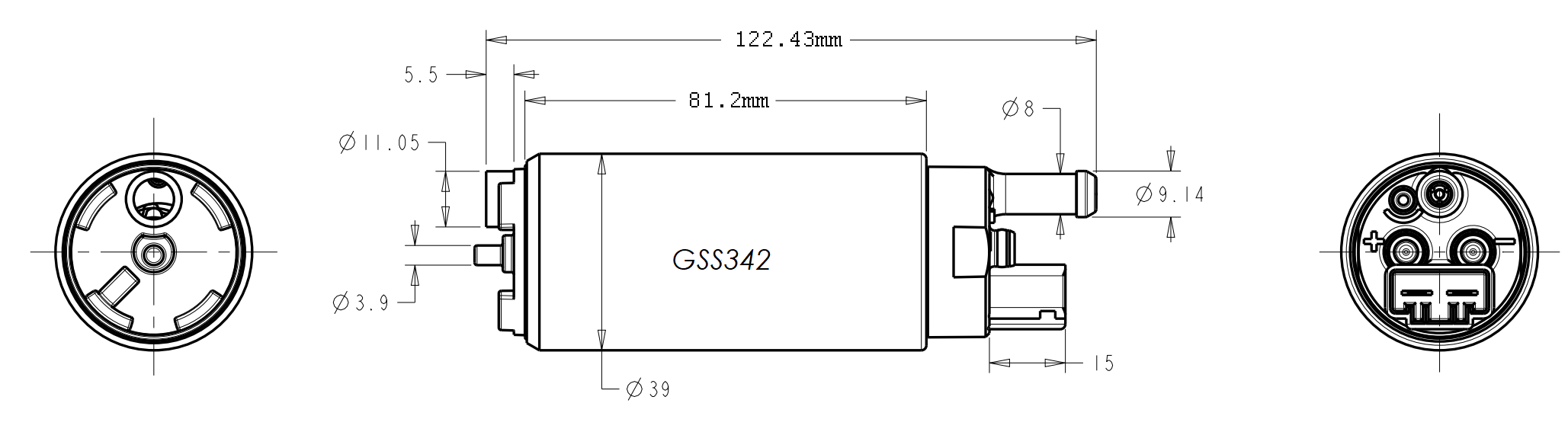 ปั๊มติ๊กในถัง Walbro 255 LPH รุ่น GSS342 เหมาะกับรถ200-450hp